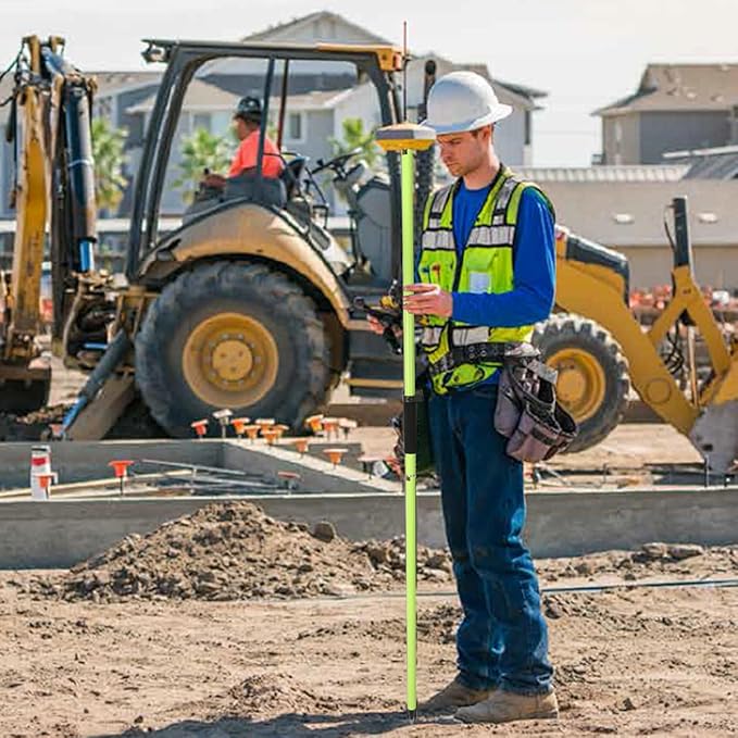 GPS Pole, 6.6FT Surveying Prism Pole, 2M Prism Pole for Land Surveying, Black