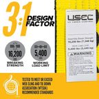 US Cargo Control 4" x 30' Winch Strap with D-Ring, 5,400 LBS Working Load Limit, Heavy Duty Flatbed Tie Downs, Yellow 4 Inch Straps for Flatbed Trailers, Trucks, and Cargo Securement