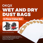 6-Pack Wet/Dry Dust Bags for FLEX 24V Brushless Wet/Dry Vacuum | Filter Bags Compatible with FLEX VC 6L MC & VC 6L MC 18.0 | Vacuum Cleaner Replacement Bags 487287