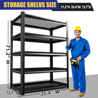 71"H Garage Shelving-3000LBS 5 Tier Storage Shelves,Adjustable Heavy Duty Metal Shelving Unit and Storage Large Wire Rack,Utility Steel Shelf For Shop Warehouse Industrial Pantry Basement 71"x35"x16"