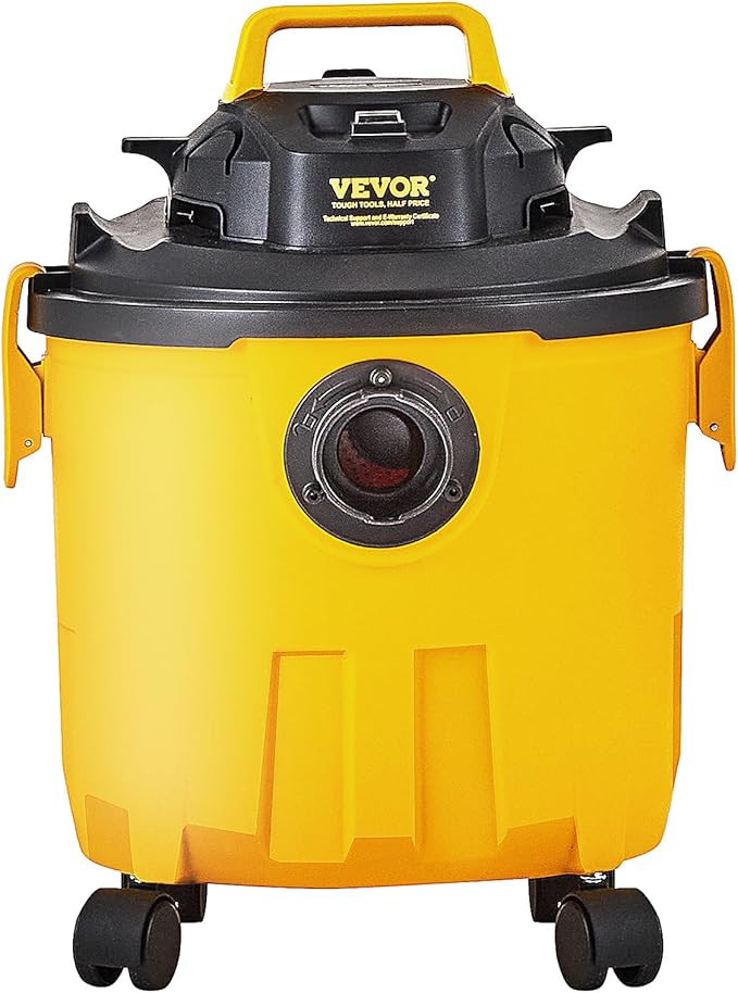 VEVOR Shop Vac Wet and Dry Vacuum Cleaner 5 Gallon 6 Peak HP - Powerful Suction with Blower Function & Attachments 2-in-1 Crevice Nozzle - Perfect for Car Carpet Debris Pet Hair Black/Yellow