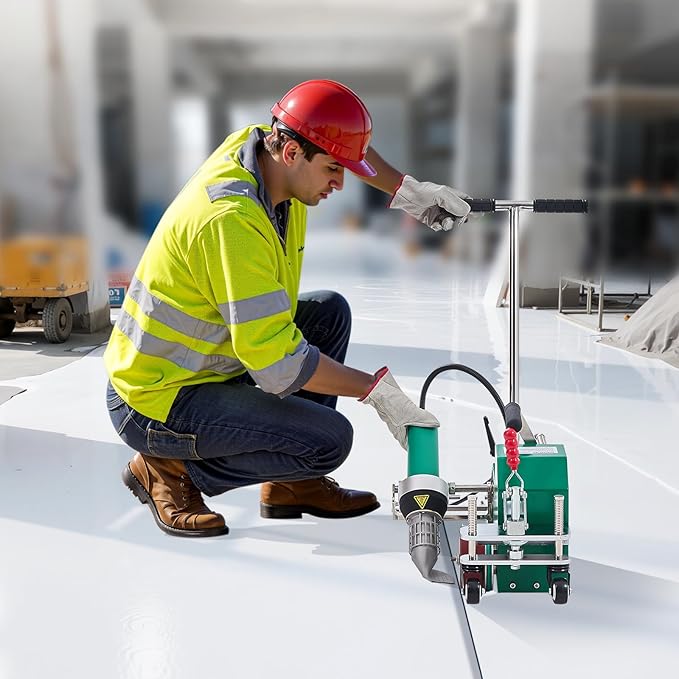 VEVOR Roofing Hot Air Welder, 3400W 220V High Power Plastic PVC TPO Welding Machine - 1.57in Welding Width, 0.04-0.08 in Thickness, 68 ℉-1202 ℉ Heat Roofing Welding Tool, for Waterproofing Advertising