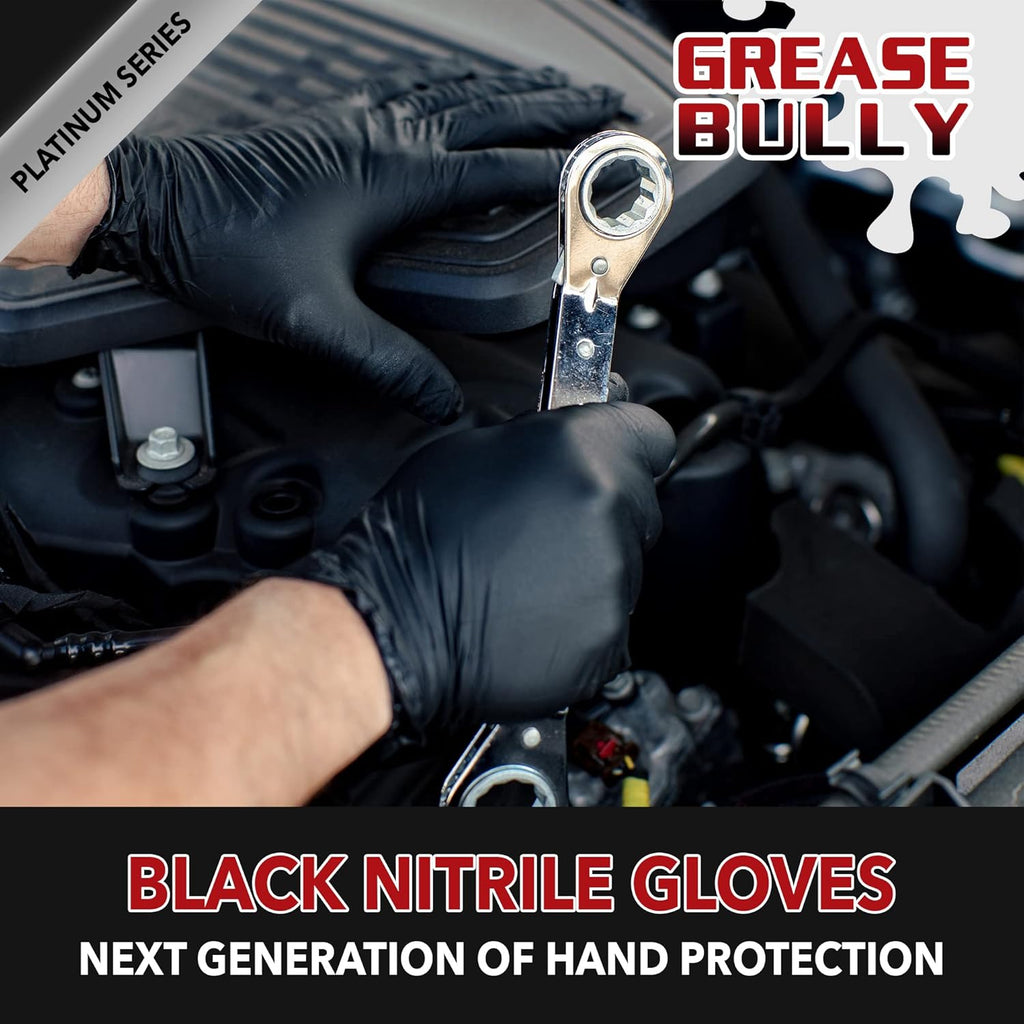 EPPCO Grease Bully 6-Mil Black Nitrile Gloves Disposable Powder Free, Latex Free Textured Superior Grip Glove for Mechanics