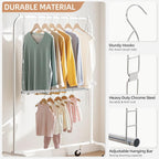 STORAGE MANIAC Hanging Closet Rod, Adjustable Width and Height Closet Hanging Organizer, Space-Saving Clothes Hanging Bar, Closet Extender Hanging Rod Double Closet Hanging Rod, 2 Pack Chrome
