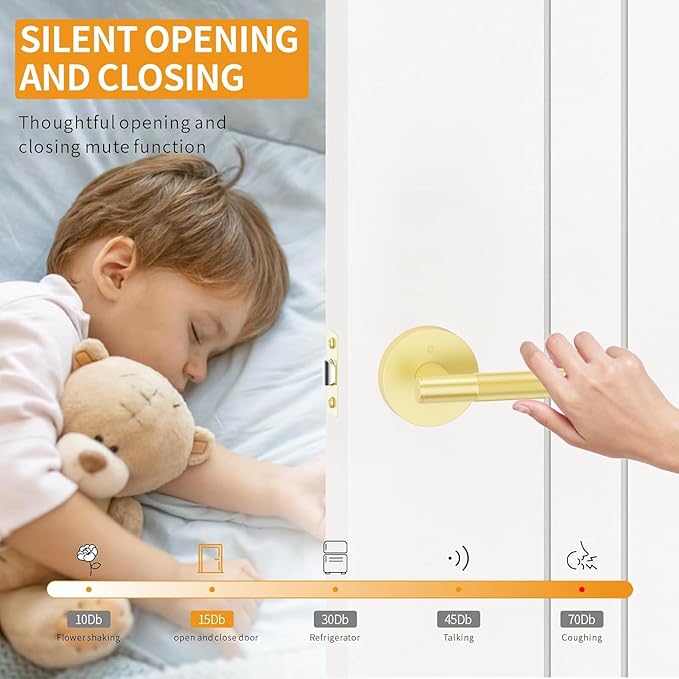 Amerdeco 3 Pack Brushed Gold Door Handles Interior, Knurled Privacy Door Handles with Lock,Heavy Duty Gold Door Lever for Bedroom or Bathroom,Reversible Keyless for Left Right Handed Doors