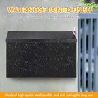 Wall Mount Mailbox for Outside with Flag, Galvanized Steel Mail Box for Post Outdoor, Large Capacity Rust-Proof Metal Postbox for House and Office, with 3 Sets Mailbox Numbers, 14.2"x9.5"x4" Black