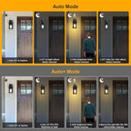 2 Pack Motion Sensor Outdoor Wall Lights, Dusk to Dawn Porch Lights with 3 Adjustable Lighting Modes, Waterproof Exterior Light Fixture Wall Mount, Black Outside Lights for House, Garage, ETL Listed
