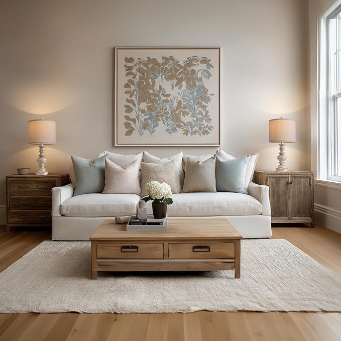 BOBOMOMO 20" Retro Table Lamps Set of 2 - Farmhouse Lamp for Living Room with Linen Shades, Rustic Bedside Nightstand Lamps, Resin Lamps for Bedroom Nursery Room Hallway - Ideal for Compact Spaces