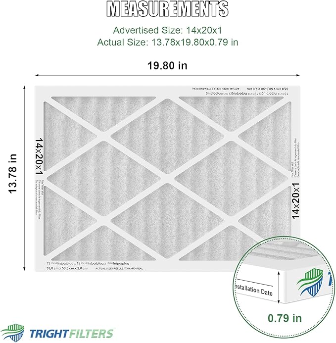 14x20x1 Air Filter 4 Pack, MERV 8 Pleated Dust Defense Air Filters Replacement Air Conditioner HVAC AC Furnace Filter, Durable and Lightweight
