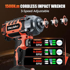 1500N.m (1100Ft-lbs) Cordless Impact Wrench 1/2" Brushless High Torque Impact Wrench with 2x 4.0Ah Batteries, 6 Sockets for Car, RV, Truck Wheel Lug Nuts