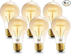 Incandescent Light Bulbs 40W，A19 Vintage Style Edison Light Bulb, 240 Lumen Dimmable 120V E26 Base Amber Glass Retro Bulb Old Fashioned, Squirrel Cage 2200K Warm Yellow Decorative Lamp, 6 Pack