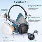 Reusable Half Facepiece Dustproof Respirator - Organic Gas Dust Chemical Respirator with Extra Filters for Painting, Machine Polishing, Welding,Spraying and Other Work Protection