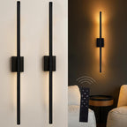 Auralume Wall Sconce Set of Two – Battery Operated LED Wall Lights with Remote, Dimmable, 4 Color Temps 3000K–6000K, 20,000mAh Rechargeable, Modern Indoor Wall Lamps