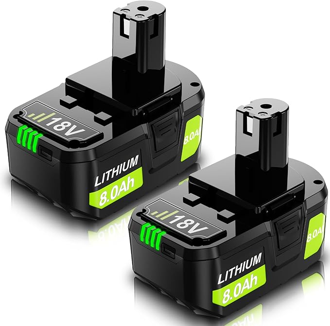 Upgrade 2Pack 8000mAh High Capacity Replacement for Ryobi 18V Battery P108 P104 P105 P102 P103 P122 P109 Li-ION Compatible with All Ryobi 18Volt ONE+ System Cordless Power Tools and Charger