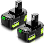 Upgrade 2Pack 8000mAh High Capacity Replacement for Ryobi 18V Battery P108 P104 P105 P102 P103 P122 P109 Li-ION Compatible with All Ryobi 18Volt ONE+ System Cordless Power Tools and Charger