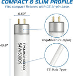 OHLECTRIC FP54/850/HO/ECO T5 Fluorescent Tube Light Bulb (10-Pack) 54 Watt High Output, 5000K Daylight, 800 Series Phosphor, G5 Bi-Pin Base, 46-Inch Linear Lamp, Energy Efficient - Case of 10
