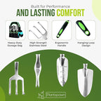 8 PCS Gardening Tools Set with Bag | Heavy-Duty Rust-Proof Hand Tools with Plastic Handles Includes 15 Plant Tags | Ideal Gift for Women, Men, Mom, Dad & Gardeners