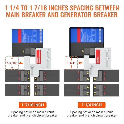 Generator Interlock Kit Fit for Eaton Cutler Hammer BR and CH Series Breaker 150 or 200 Amp Panels 1 1/4-1 7/16" Space Between Main and Generator Breaker