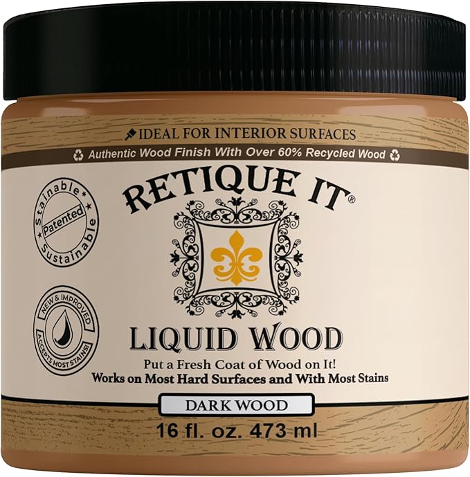 Retique It New and Improved Formula Liquid Wood Coatings - Stainable Primer - Paint It Then Stain it (Dark Wood, Medium)