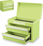 WORKPRO Metal Mini Tool Box, Top Tool Chest containing Two Drawers with Ball Bearing Slides, PVC Drawer Liners and PP Feet Pads, Durable Cold Rolled Steel Small Toolbox for Multi-Purpose Storage