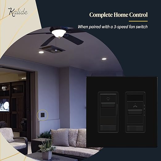 TOPGREENER Digital Dimmer Light Switch for 200W Dimmable LED/CFL Lights, Single Pole/3-Way LED Slide Dimmer Light Switch, Neutral Wire Not Required, UL Listed, TGSDS3-BK, Black, 1 Pack