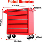 Tool Chest Heavy Duty Cart Steel Rolling Tool Box 5 Drawer Cart (TZ35 Red)