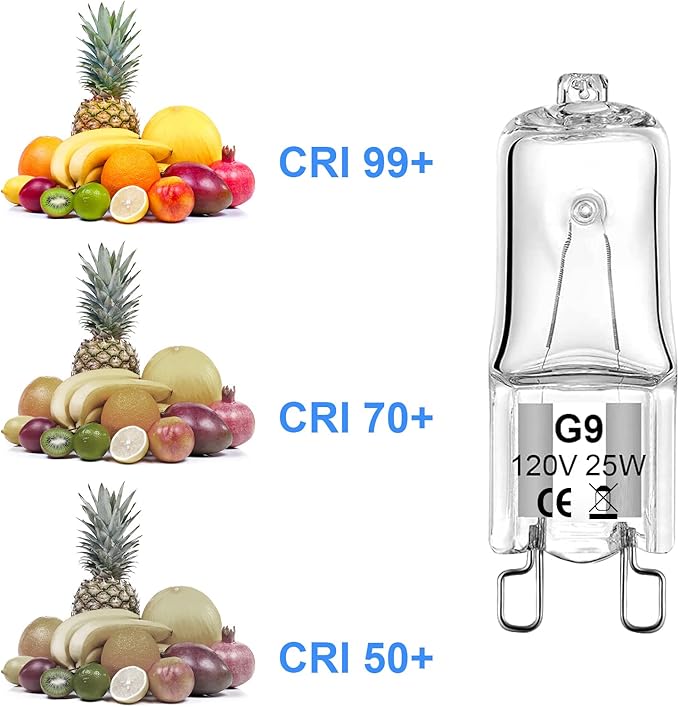 G9 Bulb 25W G9 Halogen Light Bulbs 2 Pin for Range Hood Lights, Microwave Ovens, Bathroom Light Bulbs, Chandeliers 120V 2700K Warm White 12 Pack