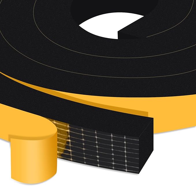 Weather Stripping Door Seal Strip, Strong Adhesive Doors and Windows Insulation Soundproof Weatherproof Foam Tape for Sliding Door, Front Door Frame, Window, Lightproof(3/4 In x 3/4 In x 13Ft)