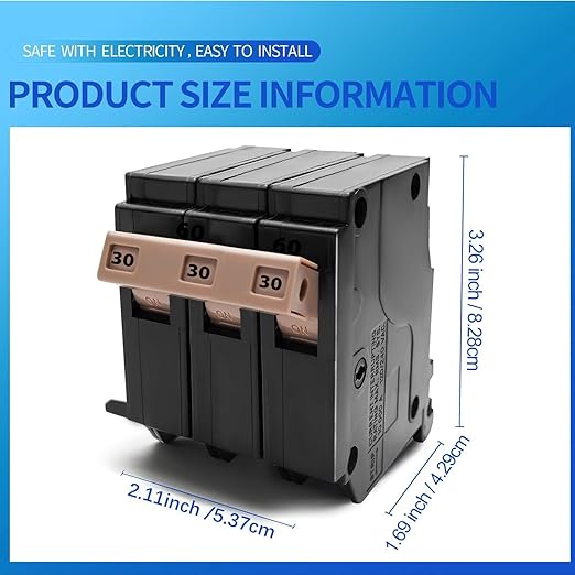 C330 3-Pole 30-Amp Circuit Breaker, Type C3/4-Inch Plug-On Molded Case Circuit Breaker, Thermal Magnetic Protection, 10 KAIC, 120/240V, Fit for Load Centers
