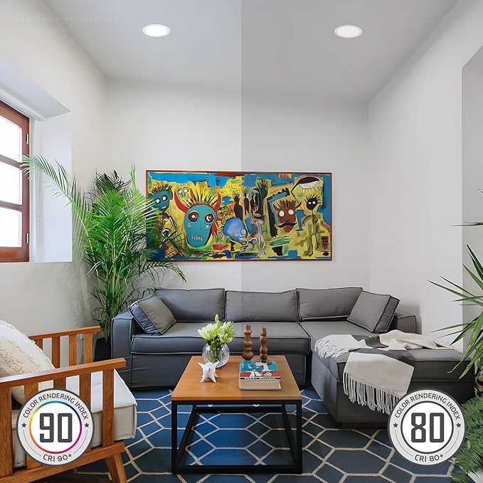 TORCHSTAR 8 Inch Ultra-Thin LED Recessed Ceiling Light with Junction Box, CRI90, 5000K Daylight, 18W High Brightness Dimmable Slim Canless Wafer Downlight, ETL & ES & FCC, Pack of 6