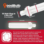 GoodBulb 18 Watt CFL Light Bulbs 2 Pin G24D-2 Base 3500K Neutral White 18W High Output 1200 Lumens Double Tube Compact Fluorescent Light Bulbs Plug-in 10 Pack