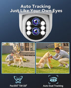 Wireless Security Camera System Outdoor: Dual Lens 6MP 10X Hybrid Zoom Auto-Track PTZ 4PCS 4K 10CH DVR with 1TB HDD for Home Security