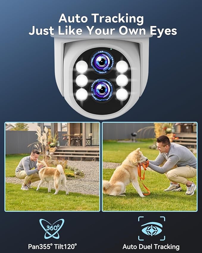 Wireless Security Camera System Outdoor: Dual Lens 6MP 10X Hybrid Zoom Auto-Track PTZ 4PCS 4K 10CH DVR with 1TB HDD for Home Security