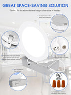12 Pack 6 Inch Ultra-Thin LED Recessed Ceiling Light with Junction Box, Daylight 5000K, 1050LM Brightness, 12W 110W Eqv, Dimmable Canless Wafer Downlight - ETL & FCC Certified