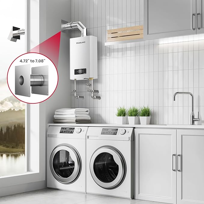 GASLAND 3" Stainless Steel Vent Pipe Kit for Gas Tankless Water Heaters, Includes 3" Termination Hood,3" x 90 Degree Elbow, 3"x 1' Vent Pipe,3" x 1.5' Vent Pipe and 3" Wall Thimble