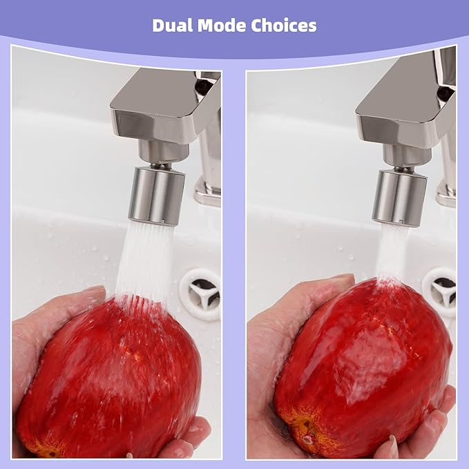 Hibbent NSF/ANSI/CAN 61 Certified Faucet Aerator, CUPC Certification 360 Degree Swivel Kitchen Sink Aerator, 2-Flow Sprayer Faucet Replacement Part 55/64 Inch Female Thread - Brushed Nickel