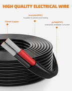 12 Gauge Wire, 12 AWG 2 Conductor Electrical Wire, Flexible/Oxygen-Free Tinned Copper/Stranded PVC 12/2 Cord for Automotive, Marine, LED Strips, Solar, RV, Lighting (200FT)