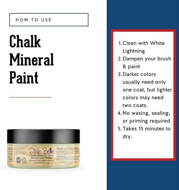 Dixie Belle Paint Company Chalk Finish Furniture Paint - Farmhouse Green (4oz) - Matte Spring Green Chic Chalk Mineral DIY Furniture Paint