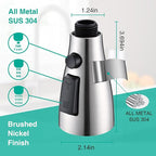 Metal Kitchen Faucet Head Replacement, 3-Function Pull Down Spray Head for Kitchen Faucet, High Pressure Sink Spray Nozzle with 9 Adapters Compatible with American Standard, Brushed Nickel