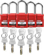 Lockout Tagout Locks - 5 Pack Red Loto Locks, Keyed Differ Padlock OSHA Compliant Lock Out Tag Out Lock Safety Padlocks for Electrical Lockout Tag Out Kits