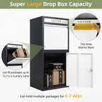 Package Delivery Boxes for Outside, Extra Large Capacity Modern Mailbox, Outdoor Freestanding Porch Box for Package (Black and White)