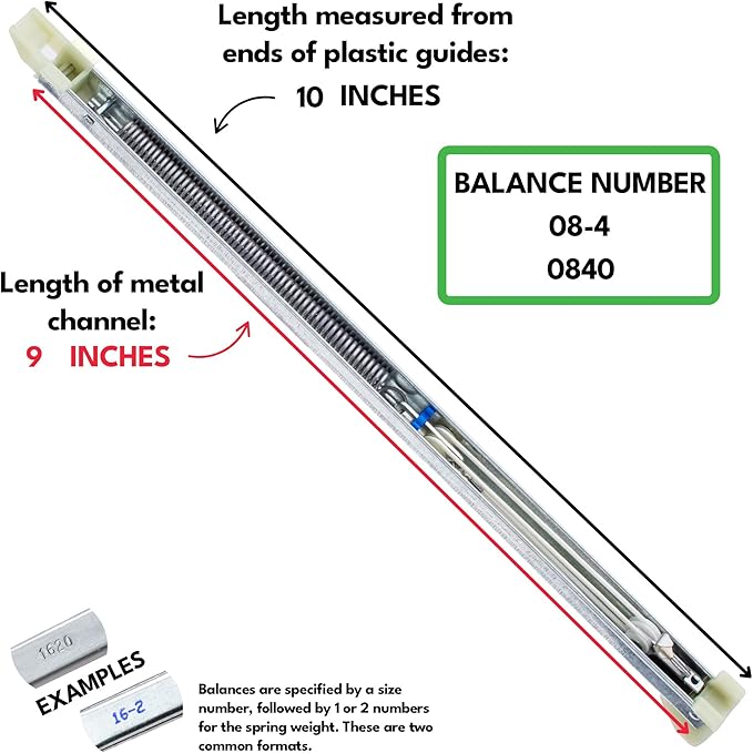 08-4 0840 Window Balance Spring Replacement, Block and Tackle Cartridge Channel Balance, CWH Premium Replacement Balances for Windows, Stamped Size 08-4 Overall Length 10"