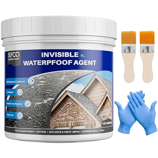 Transparent Waterproof Sealant,17oz Clear Transparent Waterproof Coating,Liquid Invisible Water Proof Agent for Roofs Walls,Garden,Bathroom,Kitchen Indoor & Outdoor Water Proof Sealant