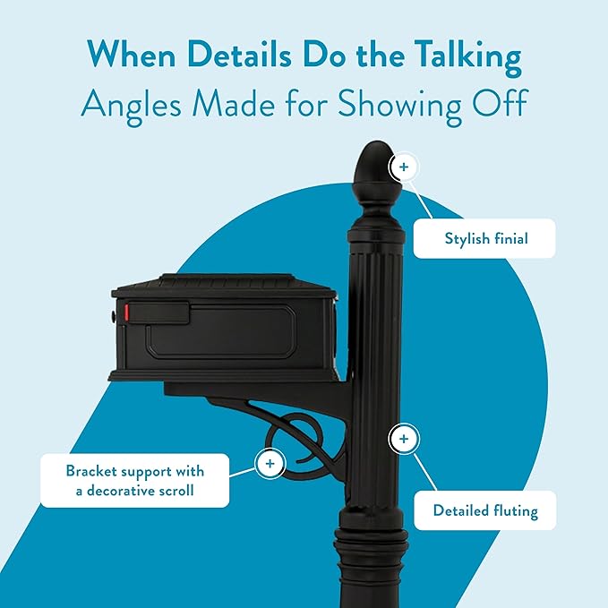 Architectural Mailboxes Stratford Plastic Mailbox and Post Kit, SC000BAM, Black, Medium Capacity