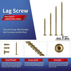 #14 x 5 Inch Lag Screws (114Pcs) 4lb. Structural Wood Screw, Bronze, Carbon Steel, Washer Head, Rust Resistant epoxy Coated, T30 Star Bit