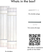 Board & Batten Vinyl Shutters (1 Pair) | 11"x31" (3-Board) - Dover White/Paintable | Exterior Window Shutters | Includes Mounting Hardware | Simple Installation | Made in USA