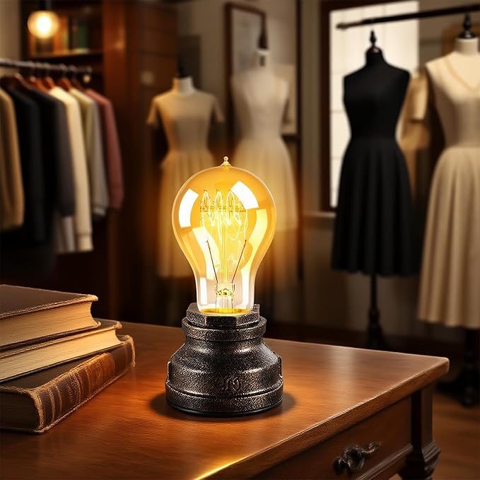 3 Pack A19 Edison Light Bulbs 60W, Warm Amber, E26 Base Dimmable Vintage Bulbs for Decorative Lighting & Home Decor