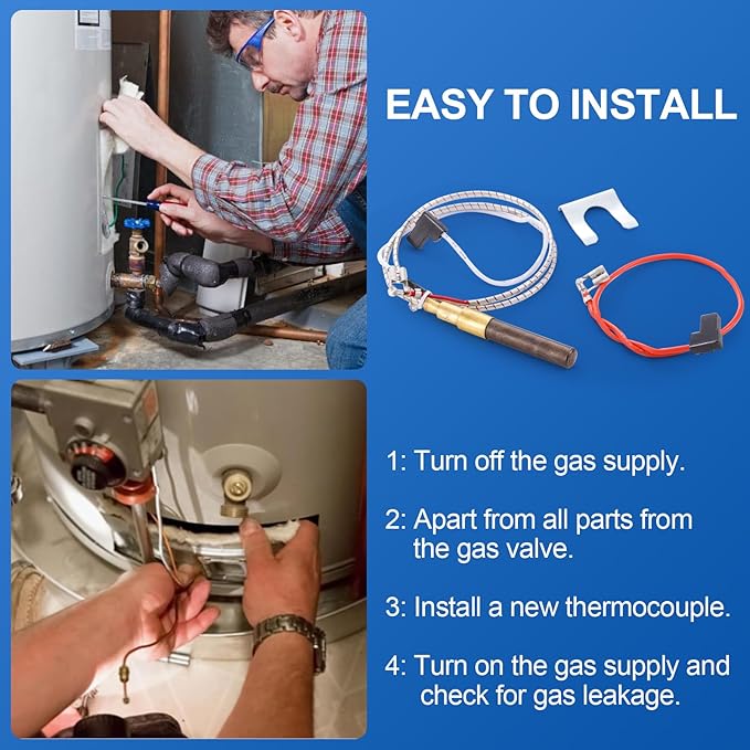 100112328 Minivolt Thermopile for Water Heater, 21" 100112328 Thermopile Assembly Compatible with Reliance Whirlpool, A.O.Smith, Kenmore, Replace Model 6911197, 9007872005, 100094024