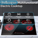 30 Inch Electric Cooktop 4 Burner 7400W Ceramic Stove, Built-in Electric Stove Top with Full Metal Frame Protection, Timer, Safety Lock, Pause, Dual Ring, 220V Hard Wired