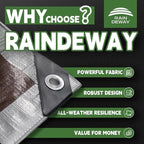 RAINDEWAY Tarps Heavy Duty Waterproof 30x100 Feet,10Mil Thick Multipurpose Large Tarp Cover with Metal Grommets and Reinforced Edges,Silver/Brown Tarp
